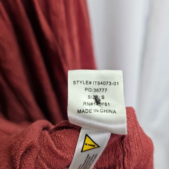 Peach Love California Red Bohemian Surplice Mini Dress Size Small - Picture 12 of 12